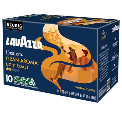 Lavazza Costiera Gran Aroma Keurig Pods in Neutral, Effortless Brewing, 60-Count Light Roast Single-Serve Coffee