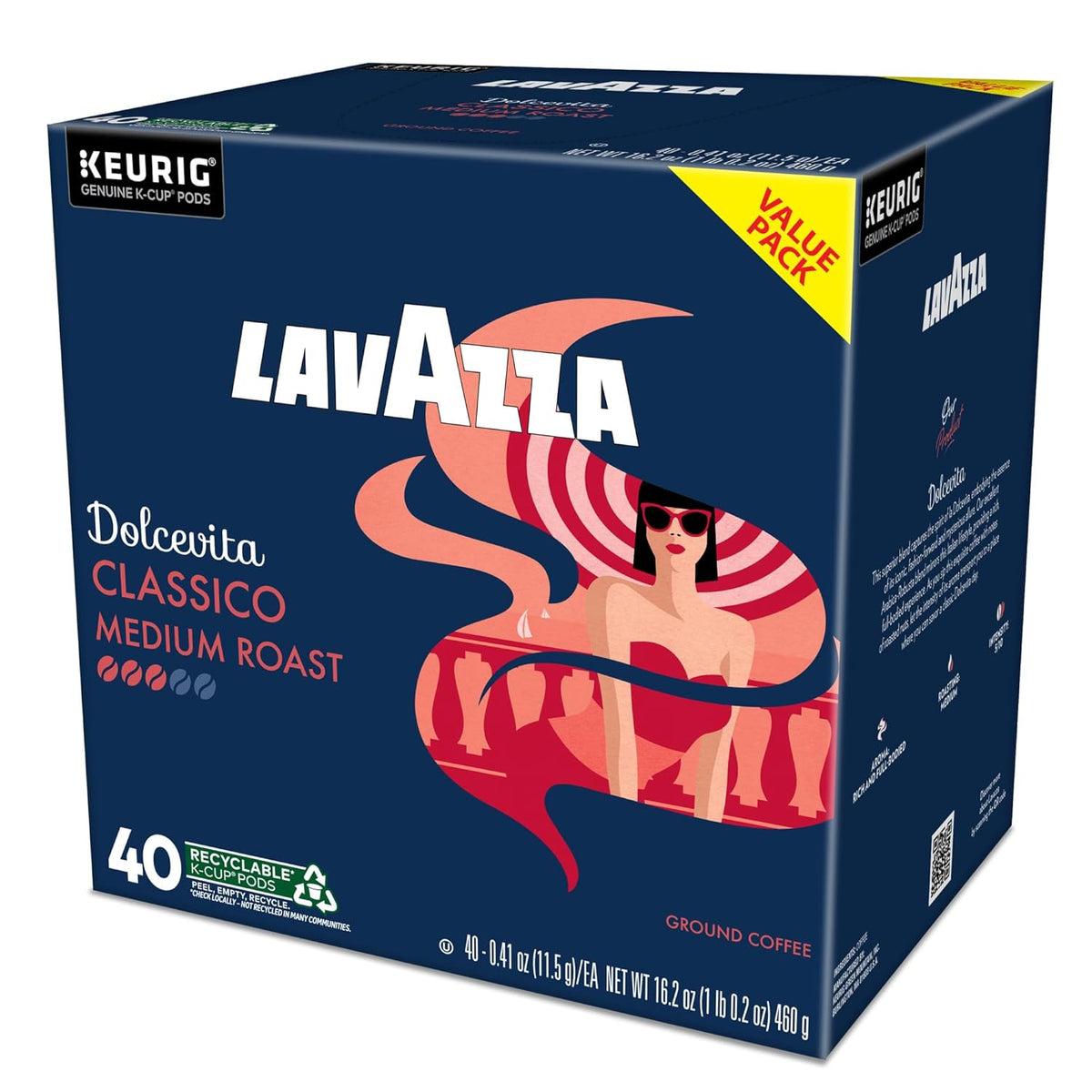 Lavazza Dolcevita Classico Single-Serve Pods – Calm Family Coffee Moment for Shabbat and Holiday Tables, 40-Count Box