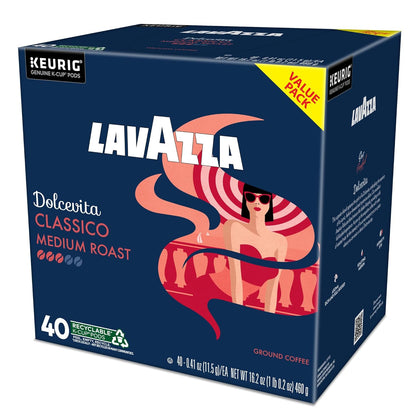 Lavazza Dolcevita Classico Single-Serve Pods – Calm Family Coffee Moment for Shabbat and Holiday Tables, 40-Count Box