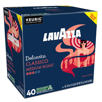 Lavazza Dolcevita Classico Single-Serve Pods – Calm Family Coffee Moment for Shabbat and Holiday Tables, 40-Count Box