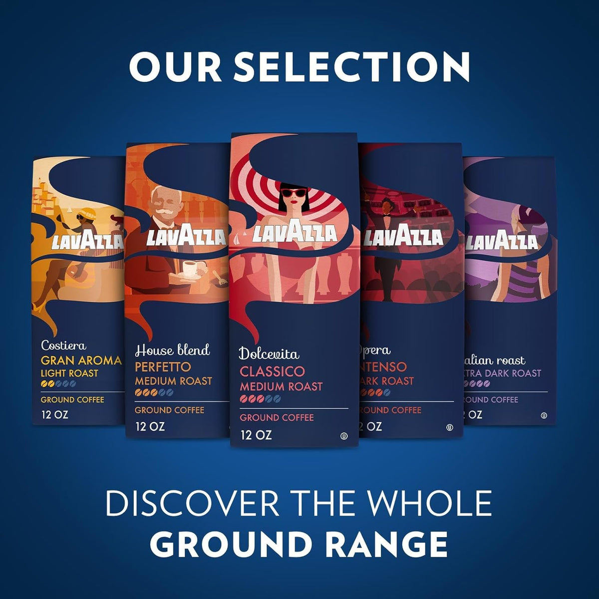 Lavazza Italian Roast Ground Coffee – Eco-Conscious Pantry Coffee for the Wellness-Focused Household, Rainforest Alliance 6 Bags