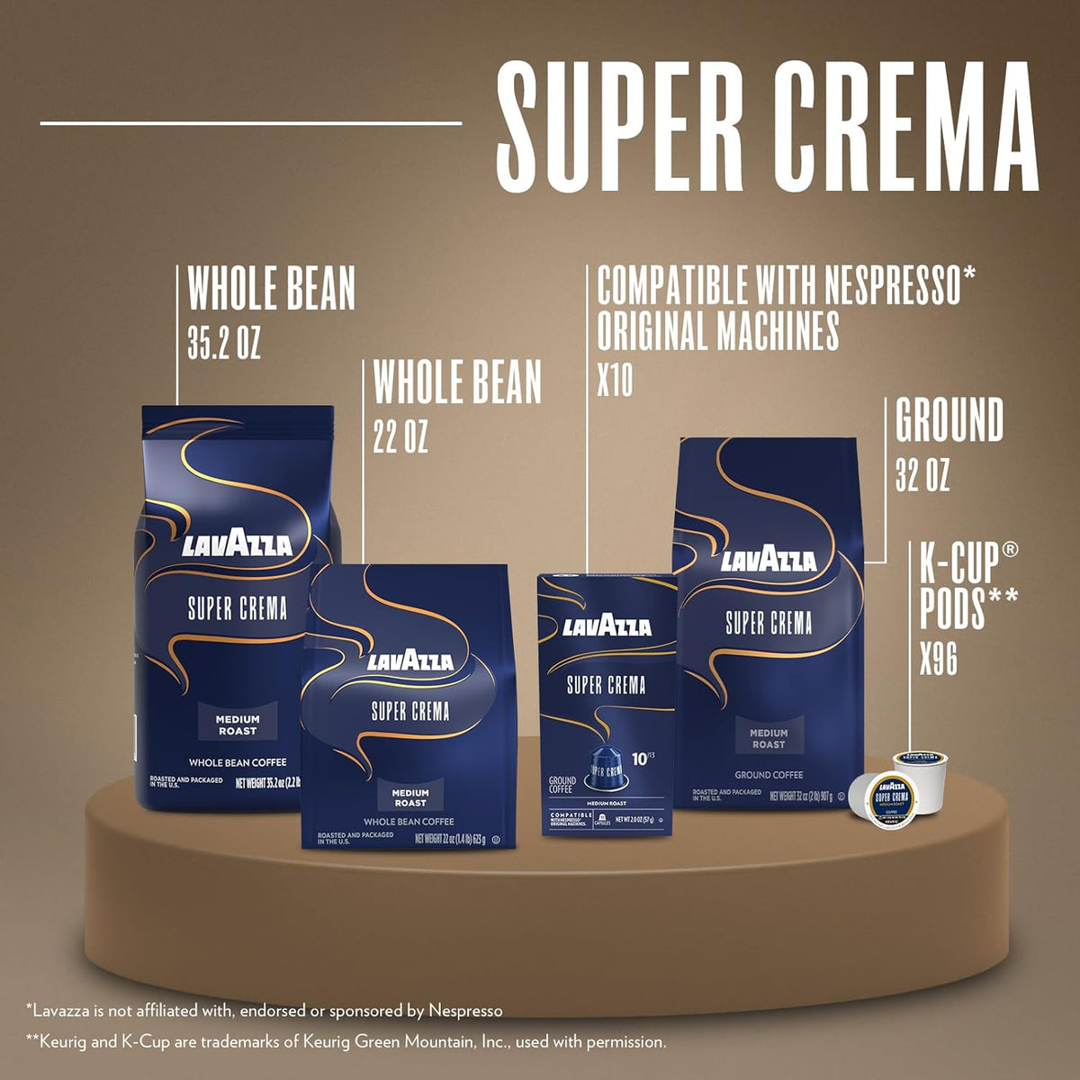 Lavazza Super Crema Ground Coffee, Medium Roast, Aromatic Wind-Down Coffee Break for Self-Care and Slow Weekends, 32 oz Bag for Moka Pot and Drip