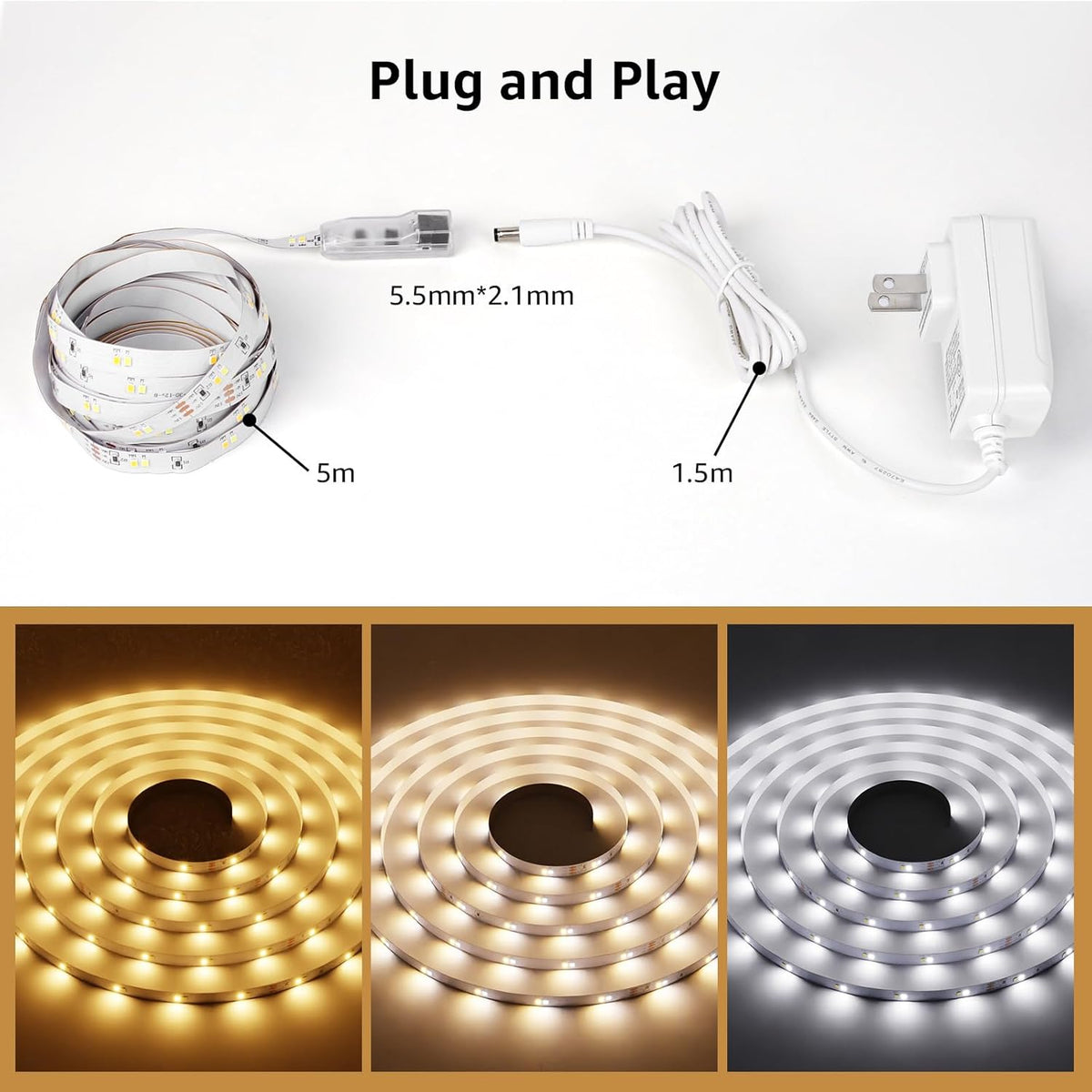 Lepro LED Tunable White Strip Light – Living Room Atmosphere Upgrade, 32.8ft Dimmable Warm White Tape Light
