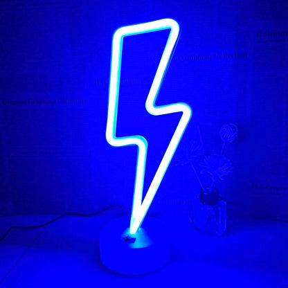 Lightning Bolt Neon Sign - Last Minute Gift for Gamer Kids, Portable Neon Style Desk Light for Bedroom Setup