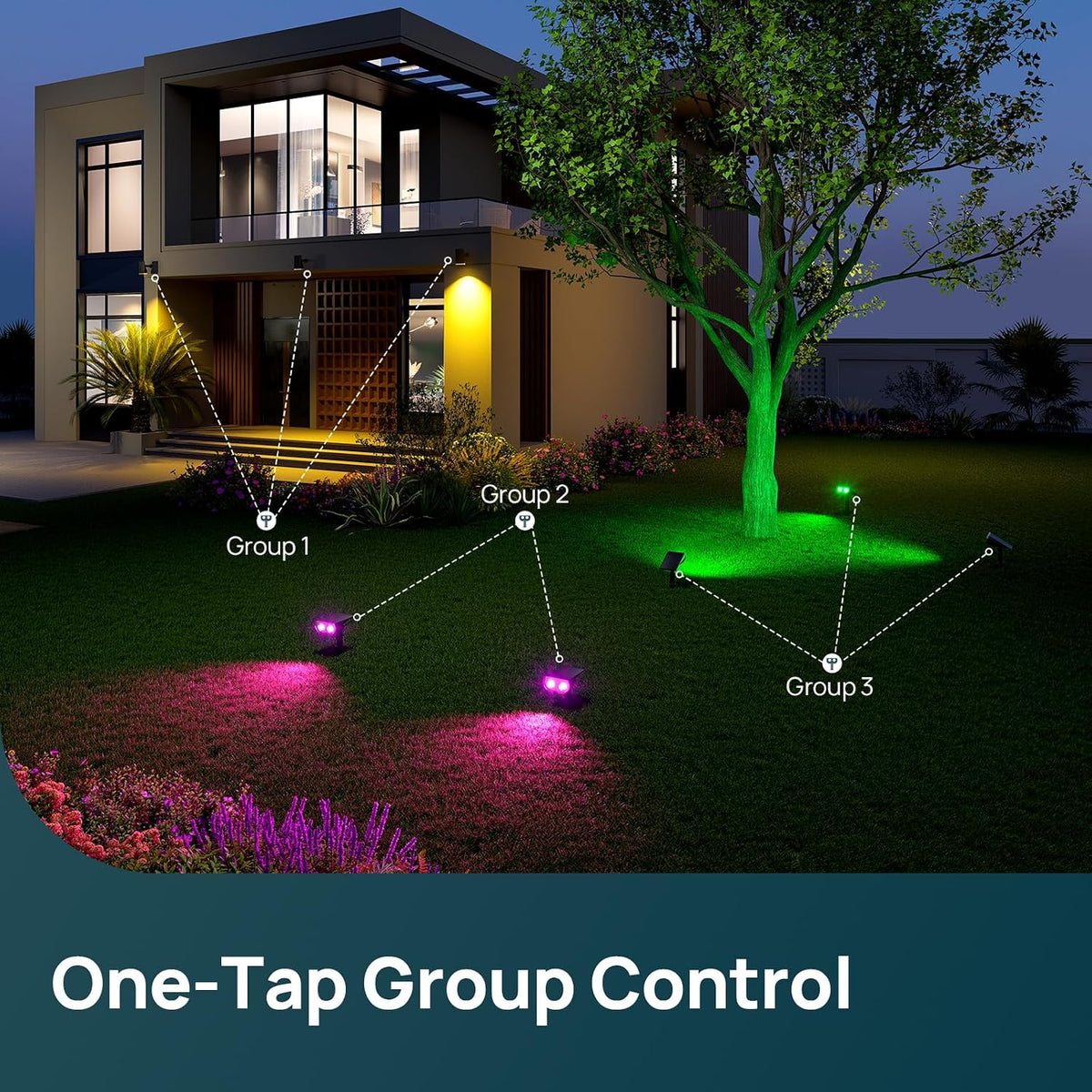 Linkind Smart Solar Spot Lights SL5C – Housewarming Gift for New Homeowners, App Controlled Landscape Lights