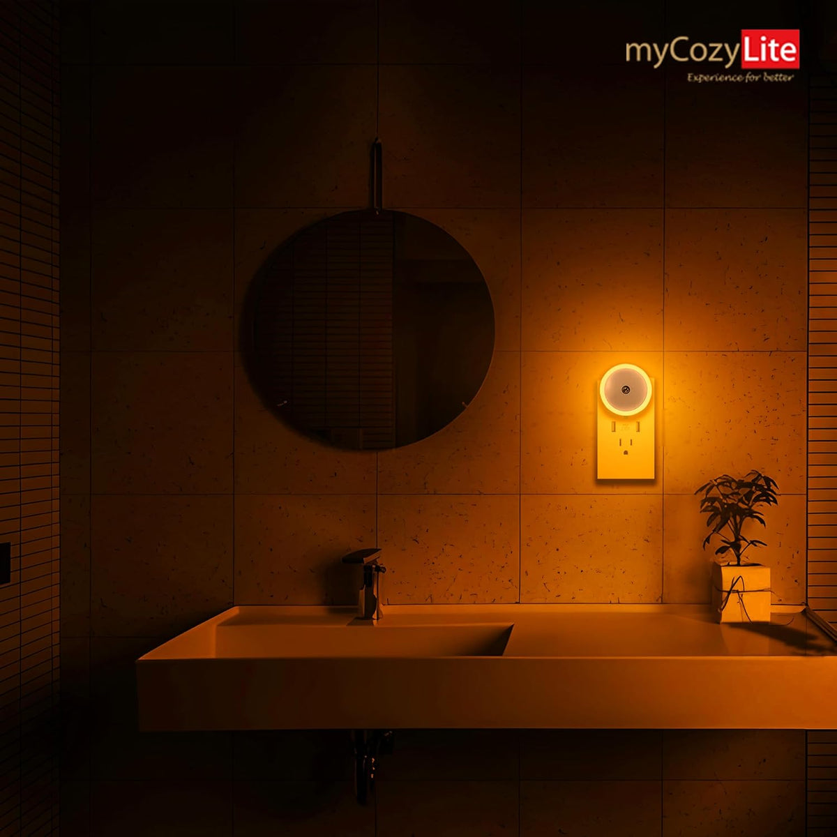Lumina Quiet Night Light – Low-Profile Amber Plug-In for Intentional Home Design, Auto Sensor
