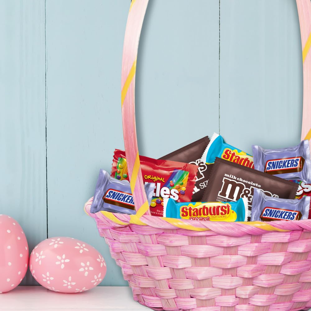 M&M'S, SNICKERS, SKITTLES, MILKY WAY & STARBURST Easter Candy Bulk – Fun-Size Portion Control Mix for Kids' Easter Baskets, 65 Pieces