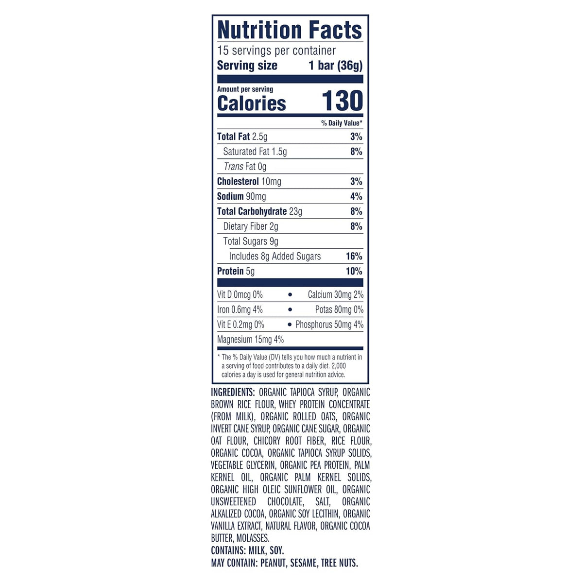 made with usda organic rolled oats and organic whole grains