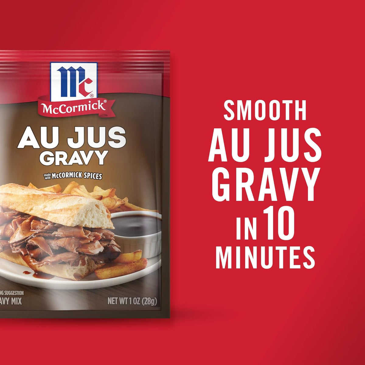 McCormick Au Jus Gravy Mix – Sugar-Conscious Gravy Pack for Health-Aware Home Chefs, Pack of 4