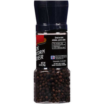 McCormick Black Peppercorn Grinder – Backyard Grill Station Essential, Fresh Pepper for Steaks and Burgers