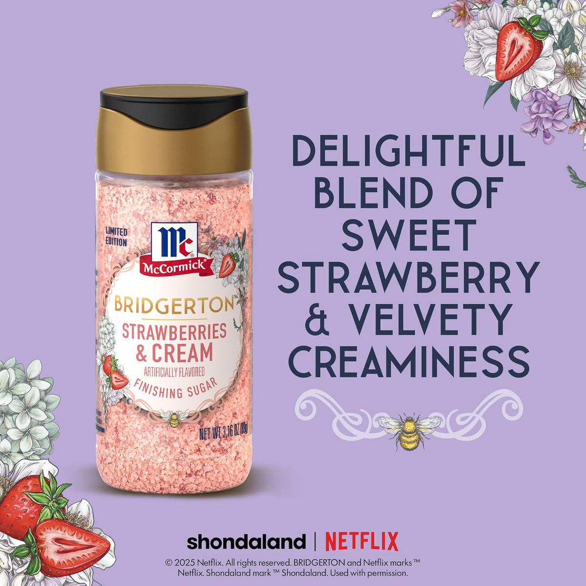 McCormick Bridgerton Finishing Sugar – Premium Garden Party Garnish for High-End Desserts and Signature Cocktails