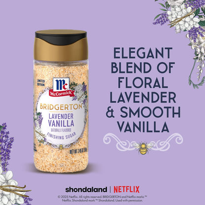 McCormick Bridgerton Finishing Sugar – Premium Lavender Vanilla Crystal Sugar for Elevated Cocktails and Dessert Plating