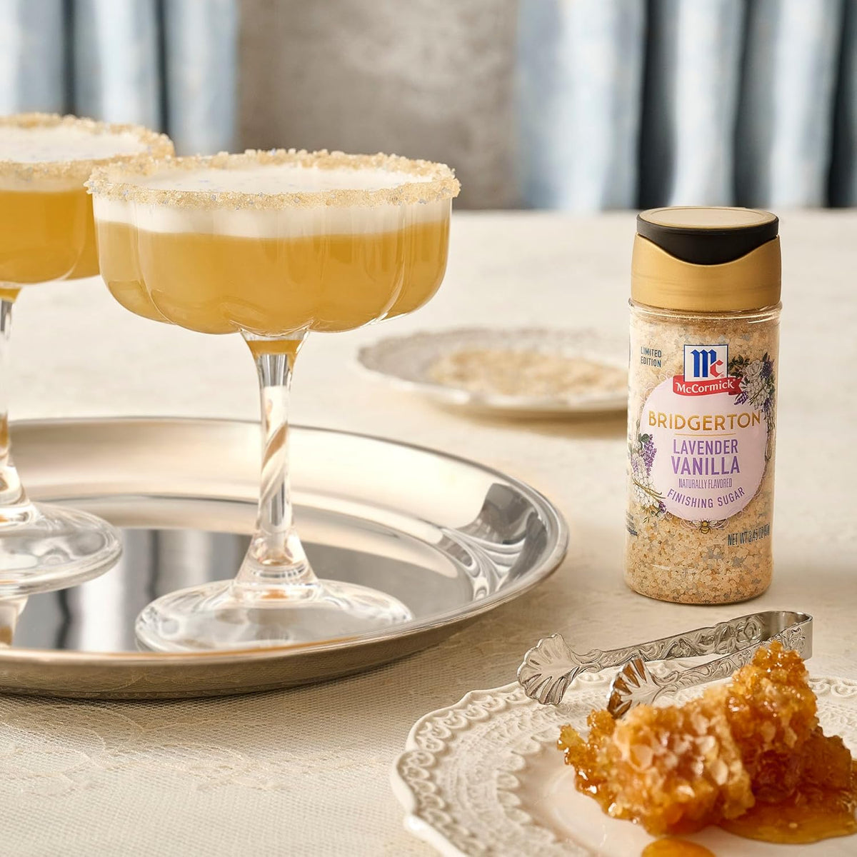 McCormick Bridgerton Finishing Sugar – Premium Lavender Vanilla Crystal Sugar for Elevated Cocktails and Dessert Plating