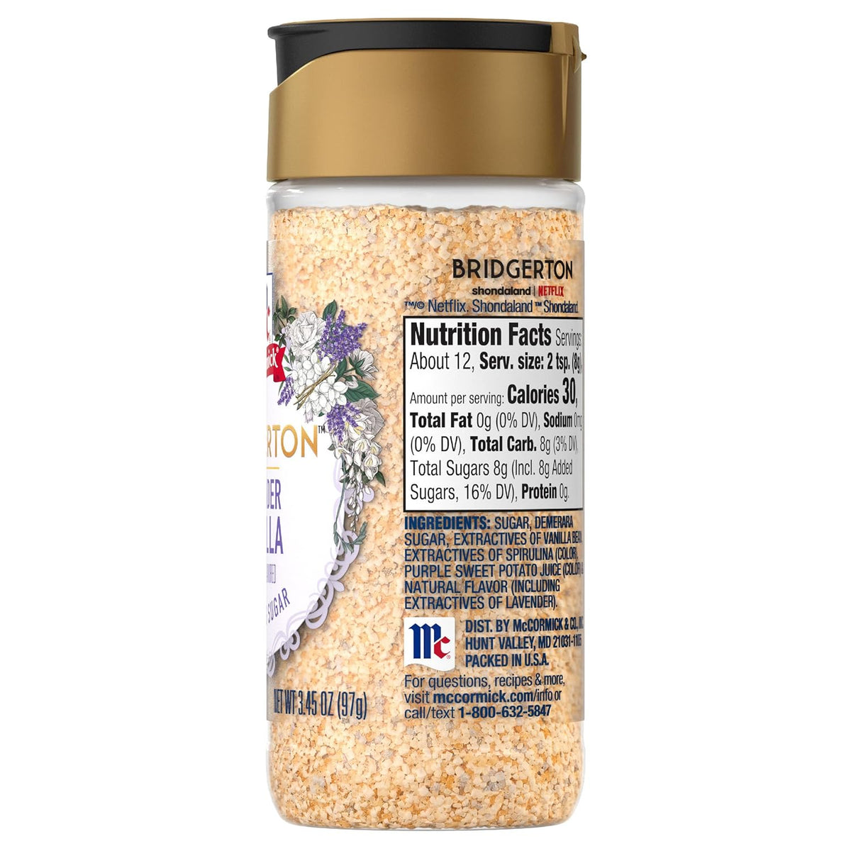 McCormick Bridgerton Finishing Sugar – Premium Lavender Vanilla Crystal Sugar for Elevated Cocktails and Dessert Plating
