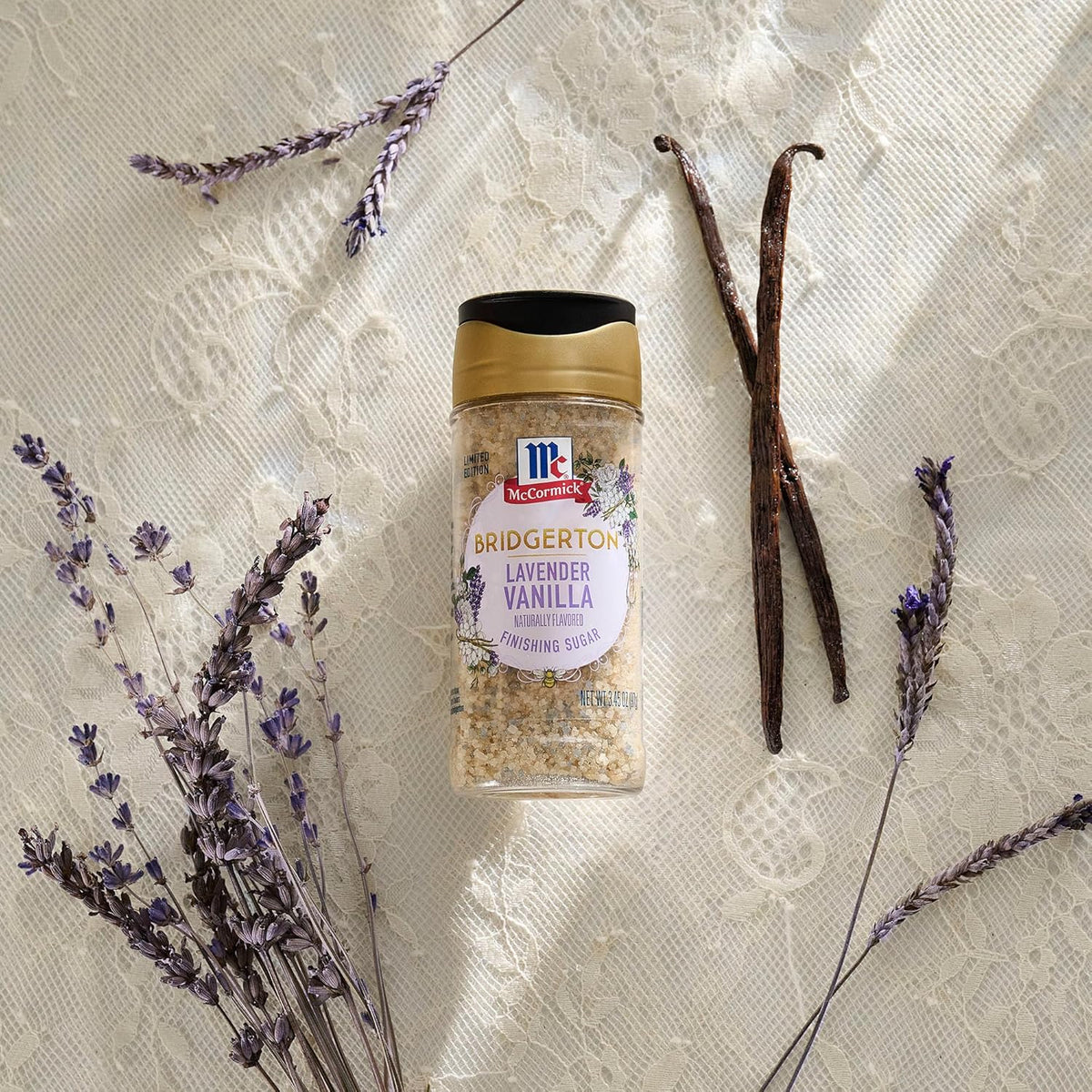 McCormick Bridgerton Finishing Sugar – Premium Lavender Vanilla Crystal Sugar for Elevated Cocktails and Dessert Plating