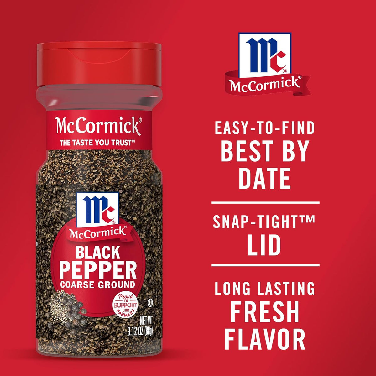 McCormick Coarse Ground Black Pepper – Streamlined FlavorSealed Bottle for Simple, Refined Home Cooking