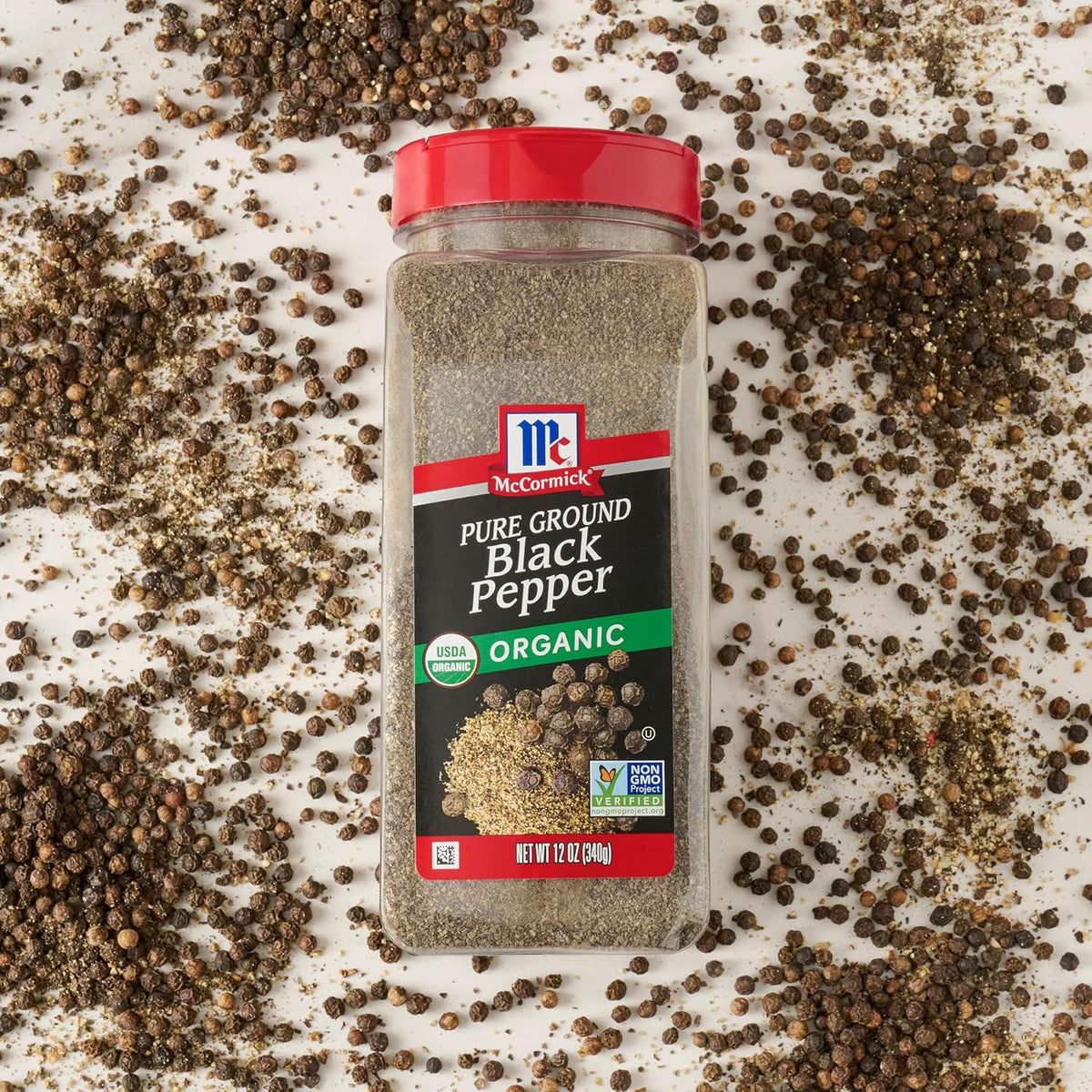 McCormick Organic Black Pepper – Sleek Pantry Counter Staple for Styled Kitchen Spaces, 12 oz