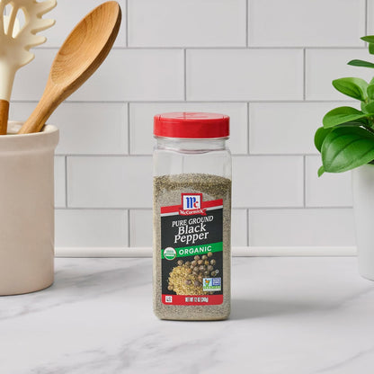 McCormick Organic Black Pepper – Sleek Pantry Counter Staple for Styled Kitchen Spaces, 12 oz