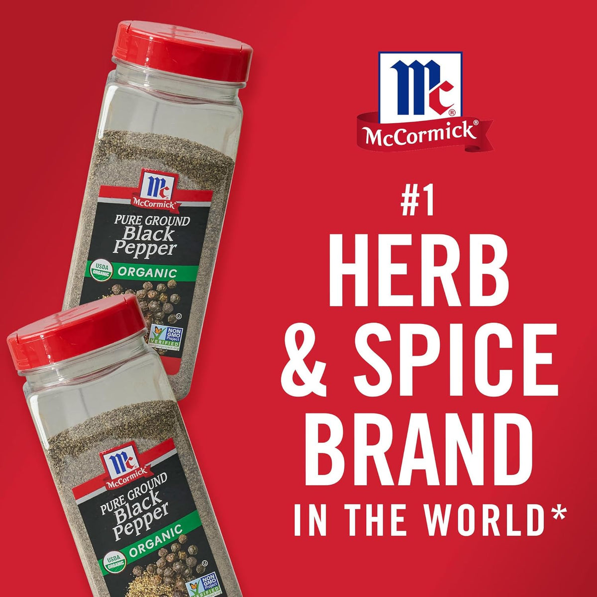 McCormick Organic Black Pepper – Sleek Pantry Counter Staple for Styled Kitchen Spaces, 12 oz