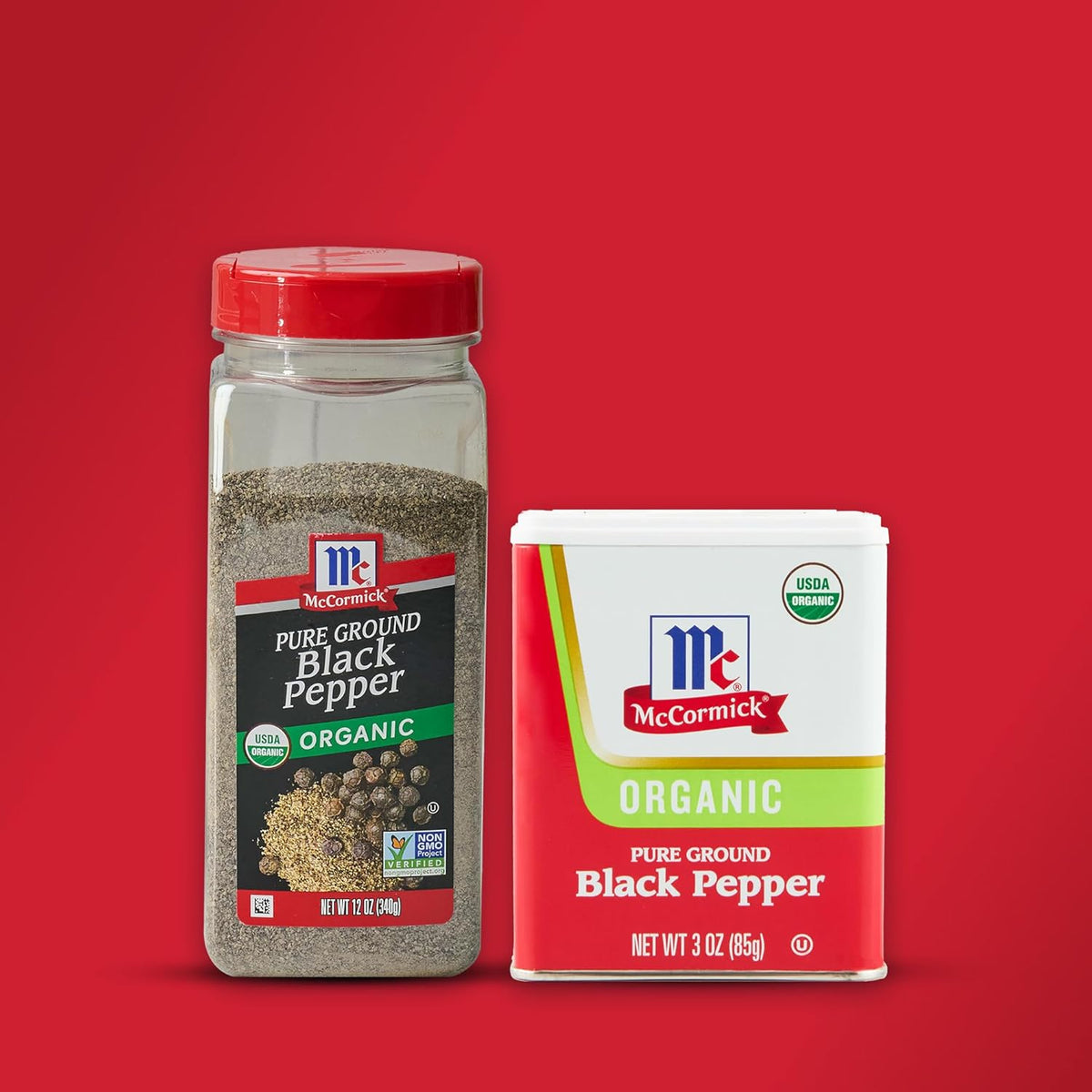 McCormick Organic Black Pepper – Sleek Pantry Counter Staple for Styled Kitchen Spaces, 12 oz