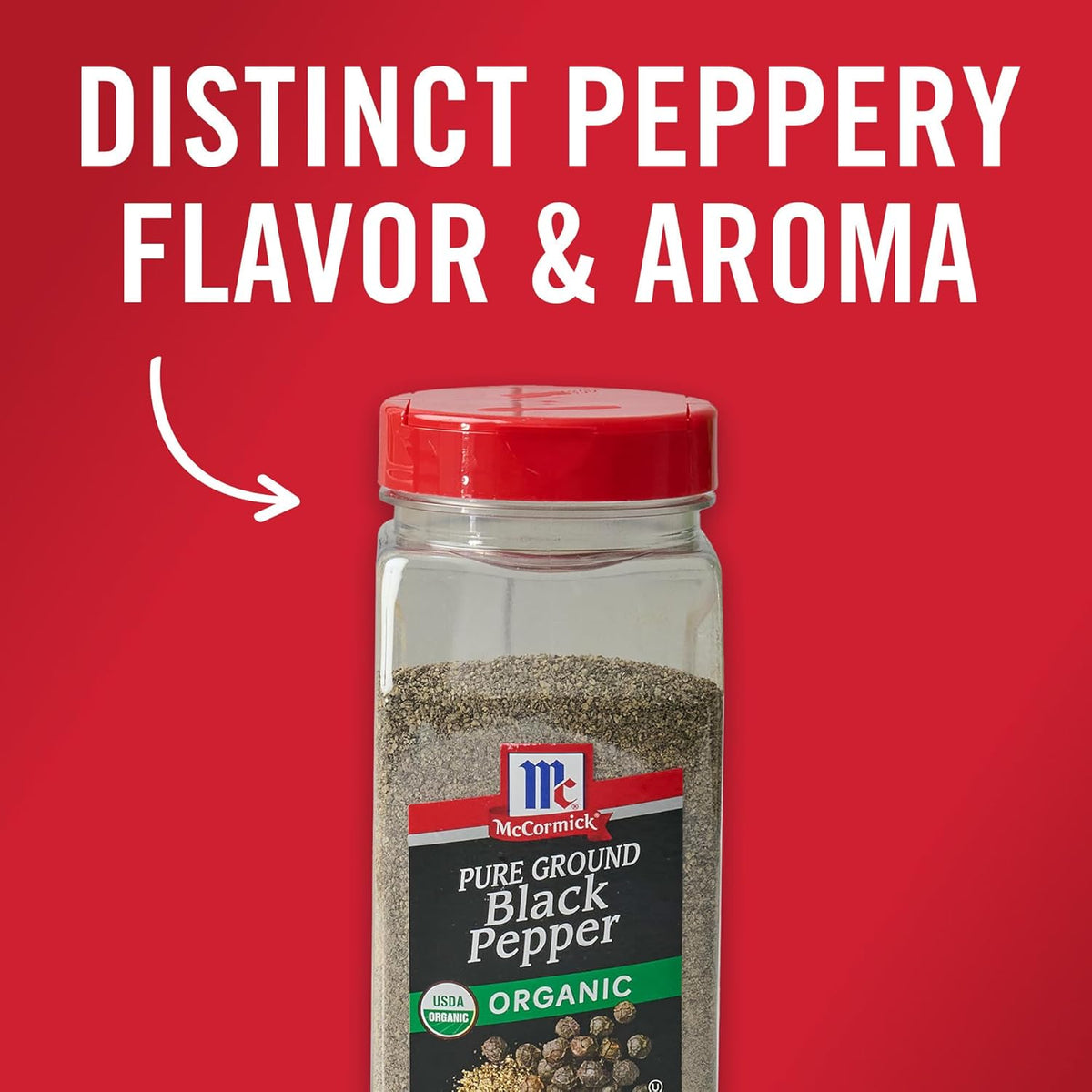 McCormick Organic Black Pepper – Sleek Pantry Counter Staple for Styled Kitchen Spaces, 12 oz
