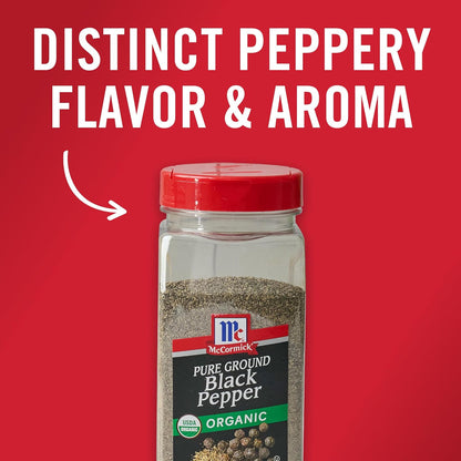 McCormick Organic Black Pepper – Sleek Pantry Counter Staple for Styled Kitchen Spaces, 12 oz