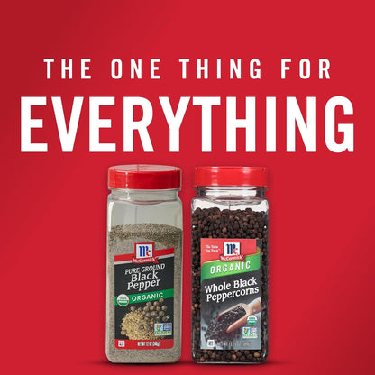 McCormick Organic Black Pepper – Sleek Pantry Counter Staple for Styled Kitchen Spaces, 12 oz