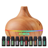 Wood-Grain Aromatherapy Diffuser & Oil Set - Minimalist Home Decor Accent for Entryway and Reading Nook