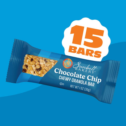 mini chocolate chip distribution throughout a chewy oat-and-honey granola base