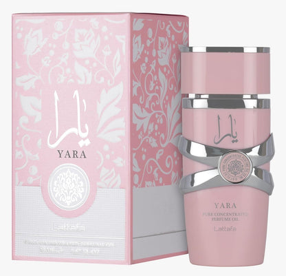 multi-layered fragrance pyramid with tangerine, heliotrope, orchid, tropical, gourmand, vanilla, sandalwood, and musk notes