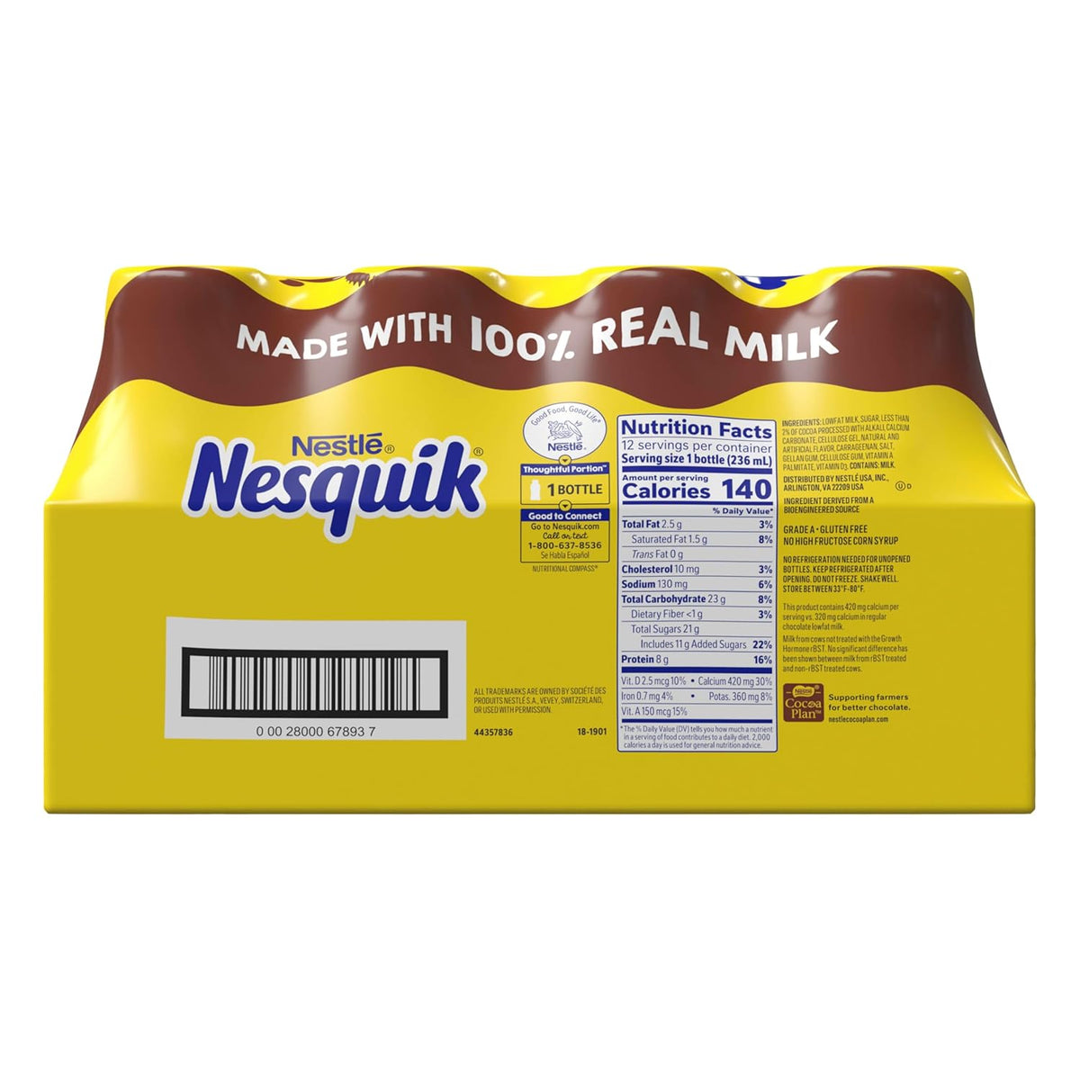 Nesquik Gluten Free Lowfat Milk Multipack – Holiday Gift Basket Addition for Health Conscious Friends