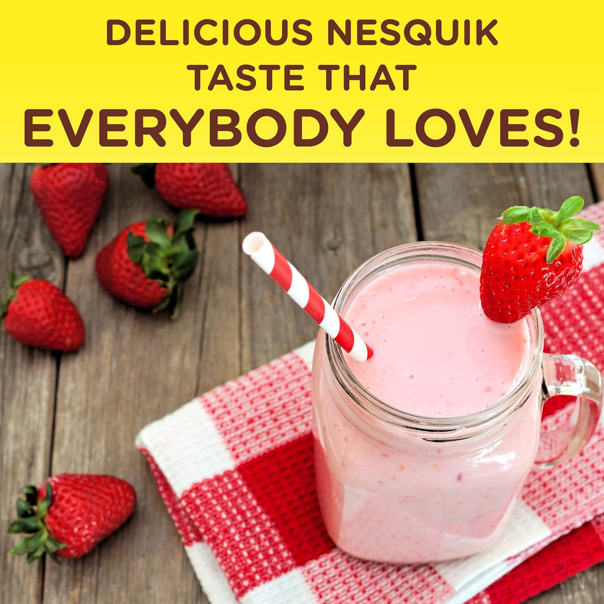 Nesquik Strawberry Powder Drink Mix – Quick Breakfast Drink Mix for Kids' Table and After-School Snacks, 35.5 oz