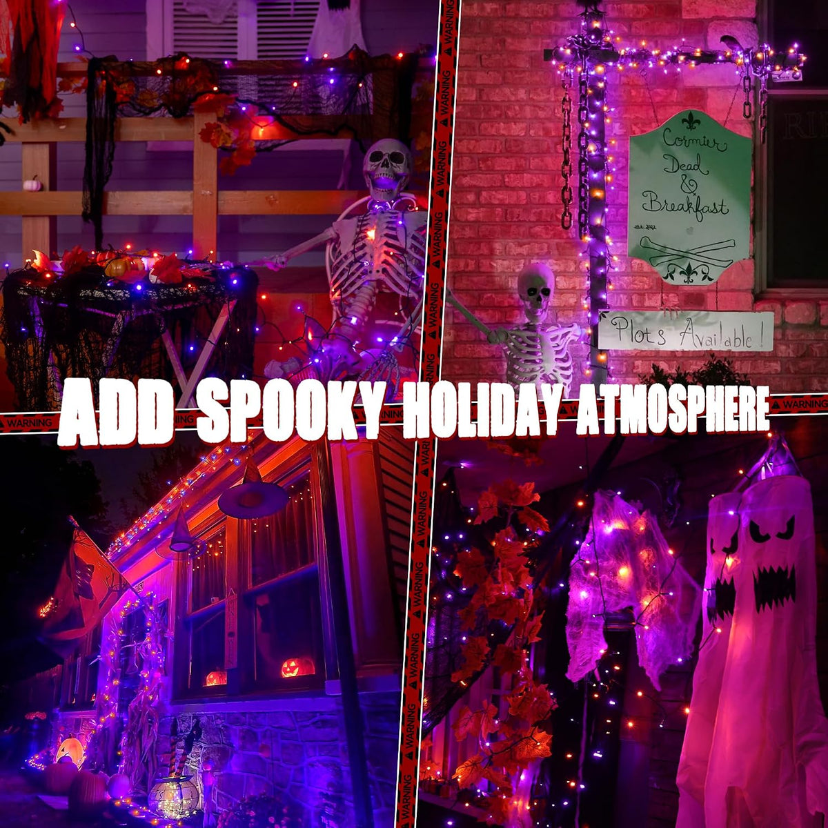 Ollny LED Halloween Lights – Orange and Purple Living Room Aesthetic, 300 LEDs Across 100ft for Cozy Seasonal Styling