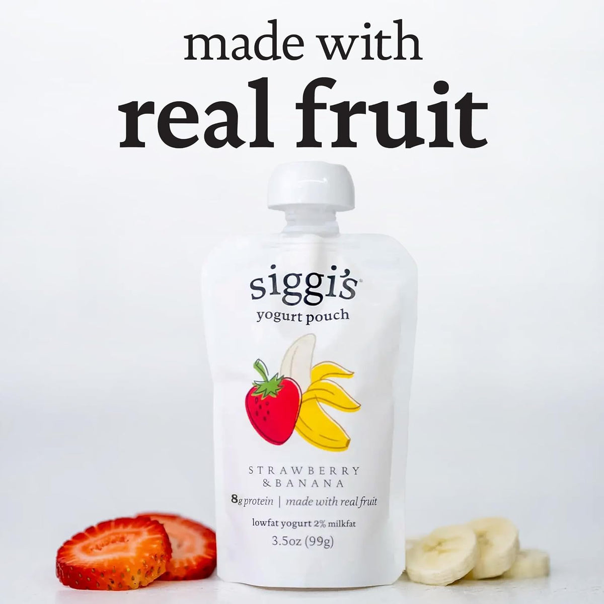 only 8 simple ingredients including real strawberry puree and bananas
