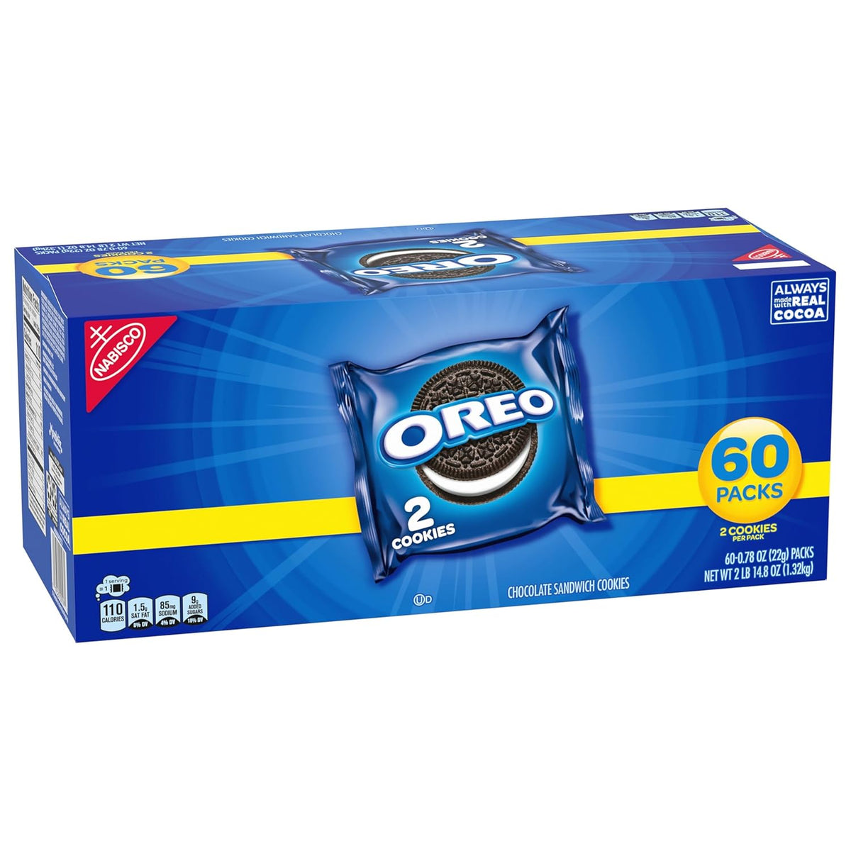 OREO Bulk Snack Packs, Pre-Portioned 2-Cookie Lunchbox Addition for Kids' School and Home Pantries