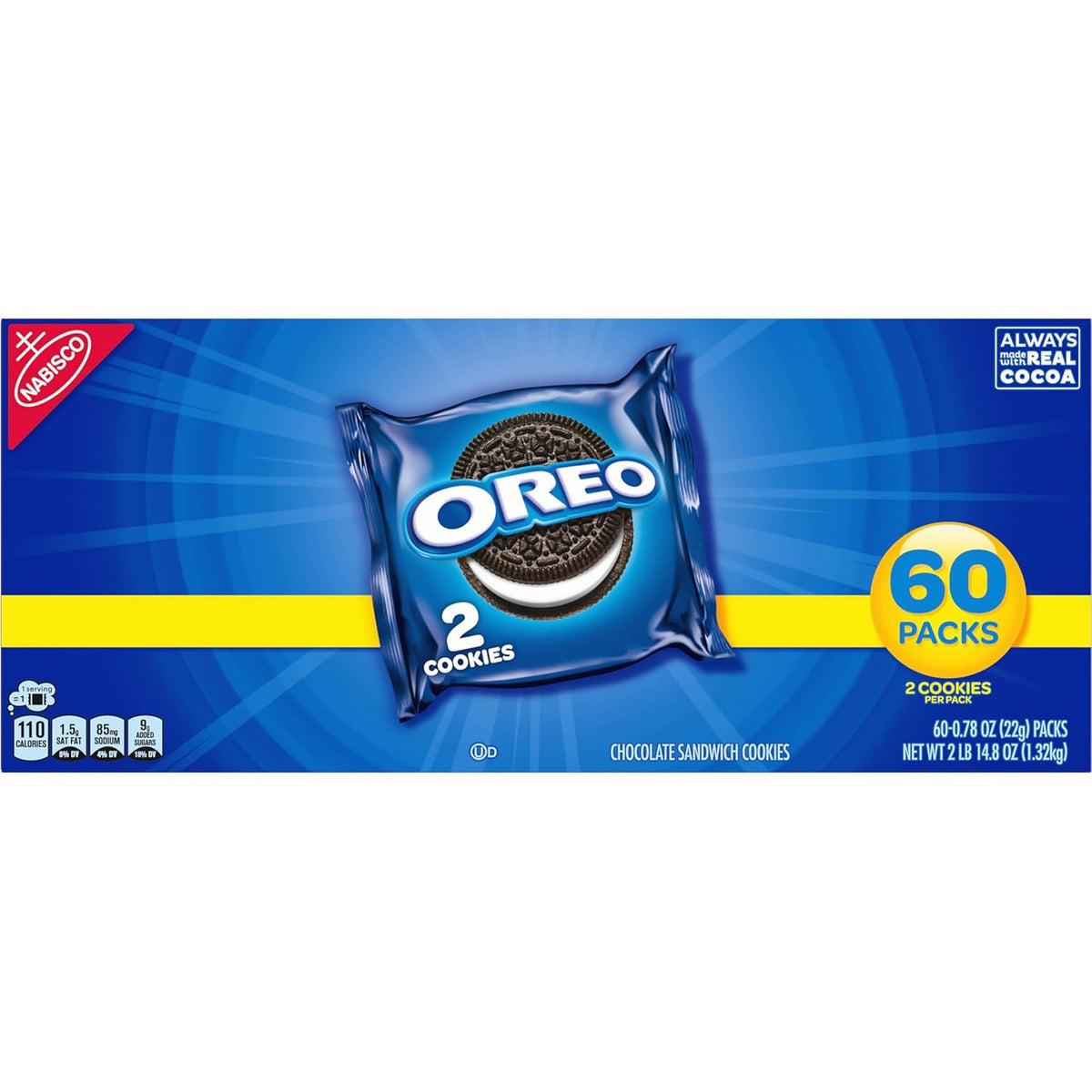 OREO Bulk Snack Packs, Pre-Portioned 2-Cookie Lunchbox Addition for Kids' School and Home Pantries