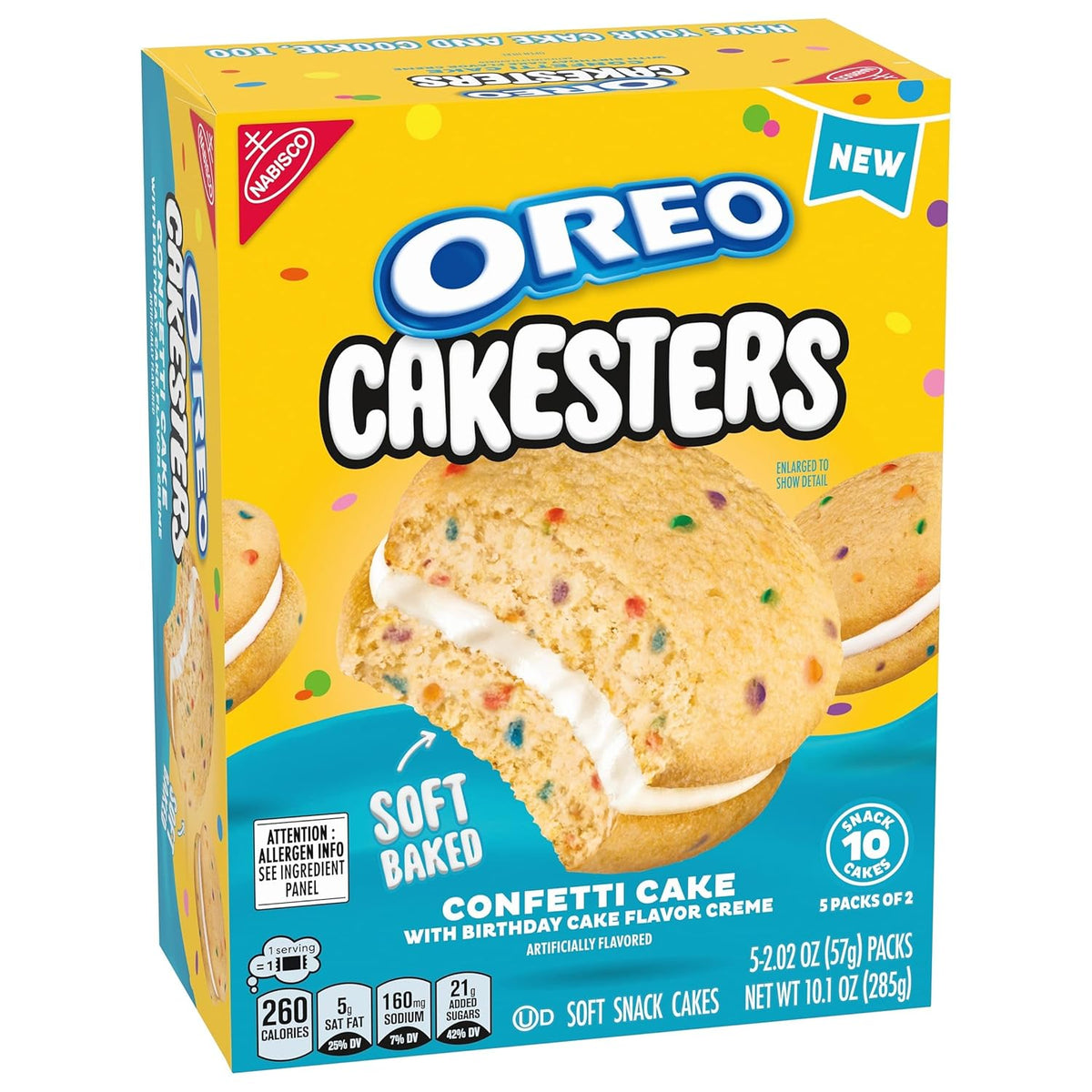 OREO Cakesters Confetti Cake Soft Snack Cakes – Office Desk Drawer Snack for Coworkers, 5 Individually Wrapped Packs