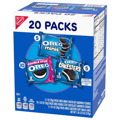 OREO Lovers Variety Pack – Road Trip Snacks for Car Cup Holders, 20 Single-Serve Packs