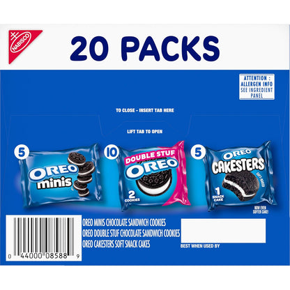 OREO Lovers Variety Pack – Road Trip Snacks for Car Cup Holders, 20 Single-Serve Packs