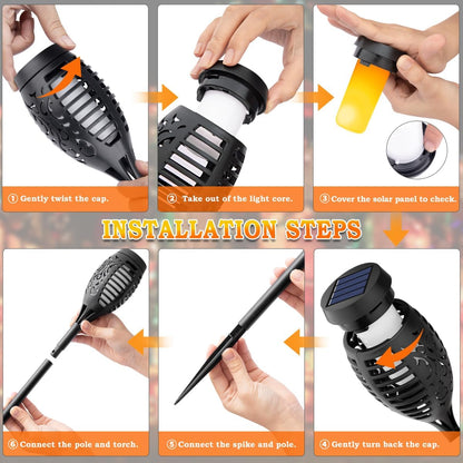 Outdoor Solar Torch Set – Waterproof Backyard and Poolside Ambiance for Evening Gatherings
