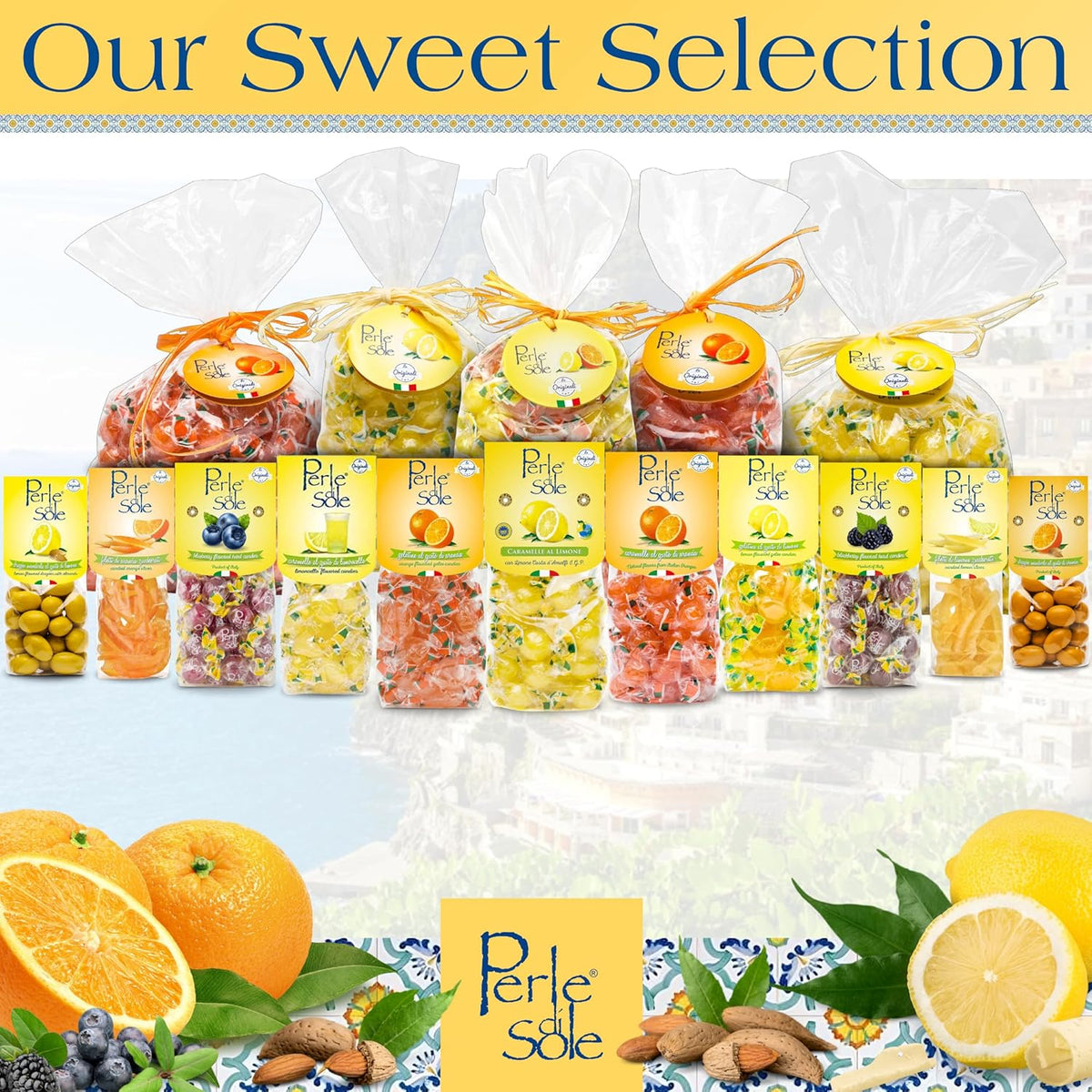 Perle di Sole Blackberry Italian Hard Candy Individually Wrapped – Kid-Friendly Lunchbox Treat, Single-Serve Portion-Controlled Candy