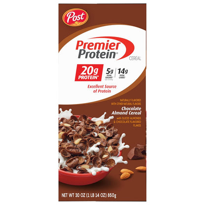 Post Premier Protein Chocolate Almond Cereal — Thoughtful Holiday Gift for Health-Conscious Friends, 20g Protein in Every Bowl