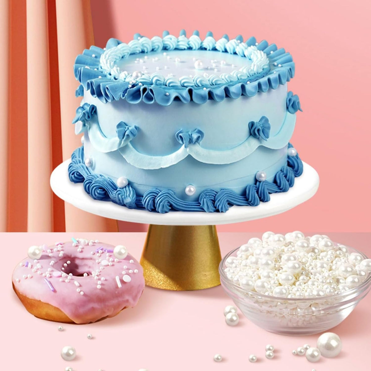 Premium White Pearl Sugar Sprinkles 4 Sizes for Wedding Cake Bridal Shower Upscale Pastry Studio Decorating