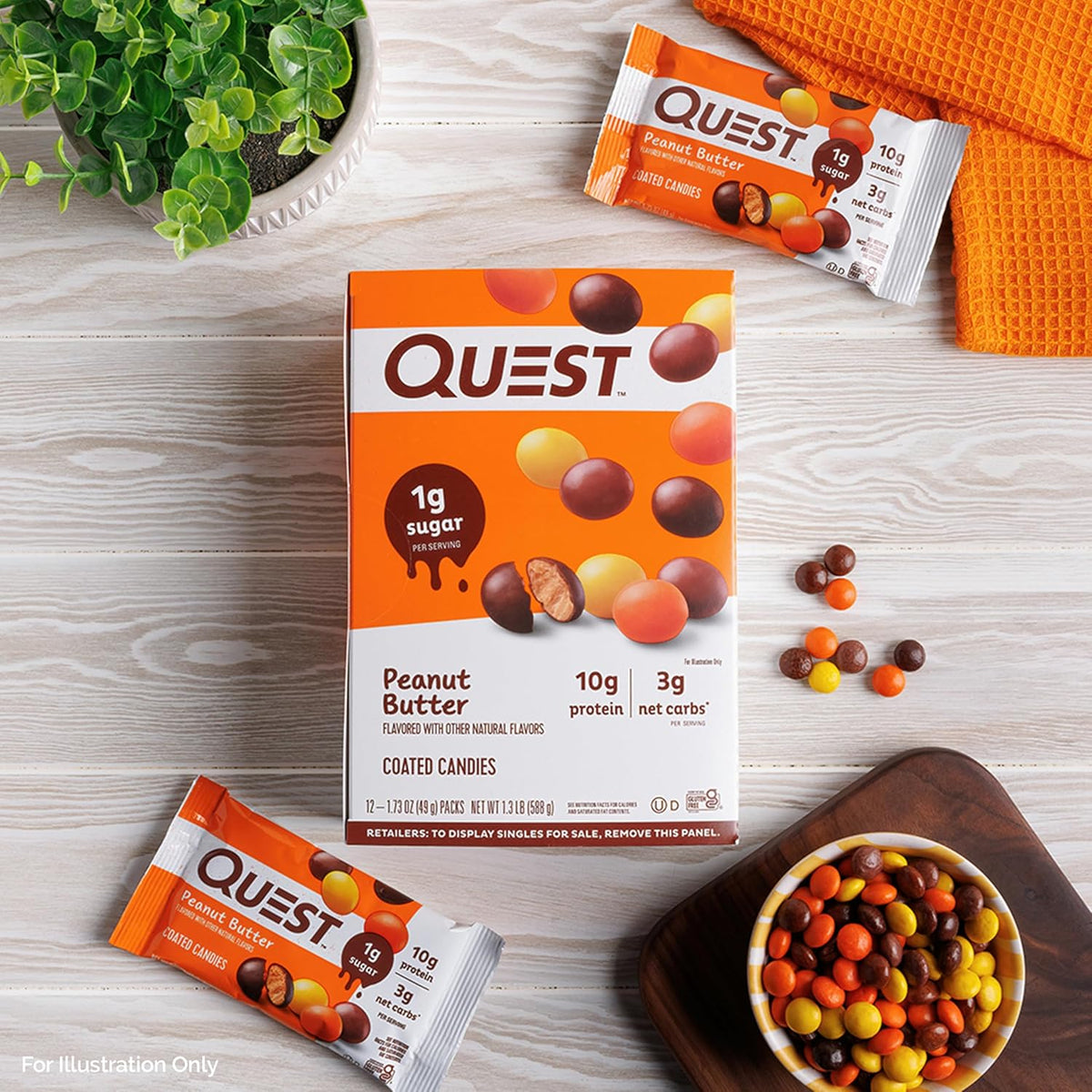 Quest Nutrition Coated Candies Chocolatey Peanut – Study Session Fuel with 3g Net Carbs and Sustained Energy, Keto Friendly