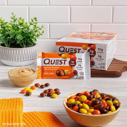 Quest Nutrition Coated Candies Chocolatey Peanut – Study Session Fuel with 3g Net Carbs and Sustained Energy, Keto Friendly