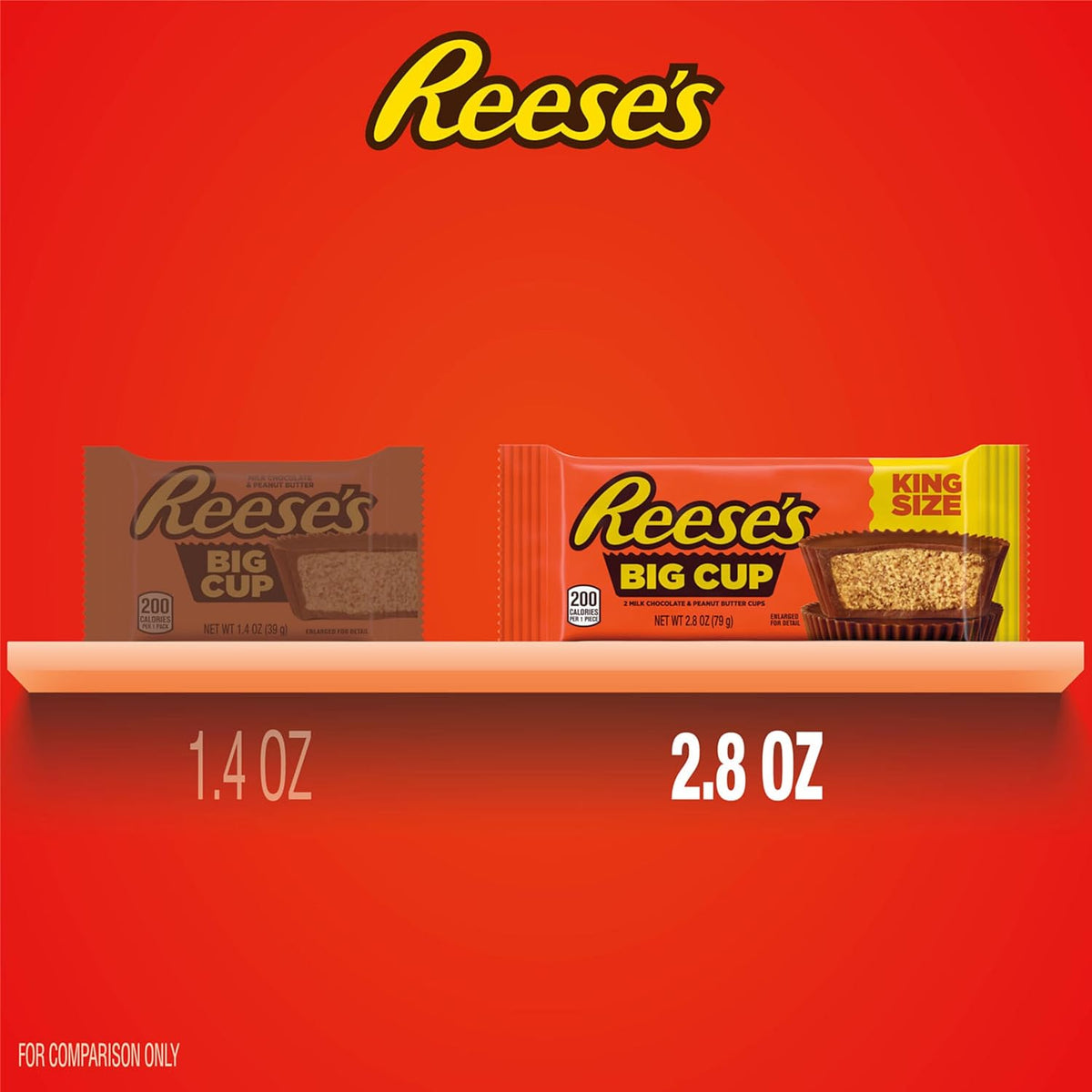REESE'S Big Cups King Size Peanut Butter Cups, Back-to-School Lunch Box Treats Individually Wrapped, Bulk Candy Box for Kids