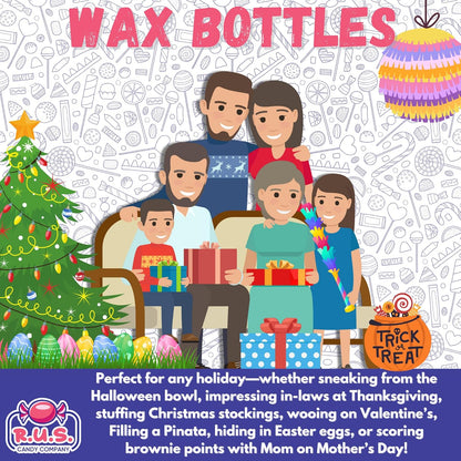 Retro Wax Bottle Sweets – 1/2 Lb Nostalgic Care Package Gift for College Dorms and Office Desk Drawers
