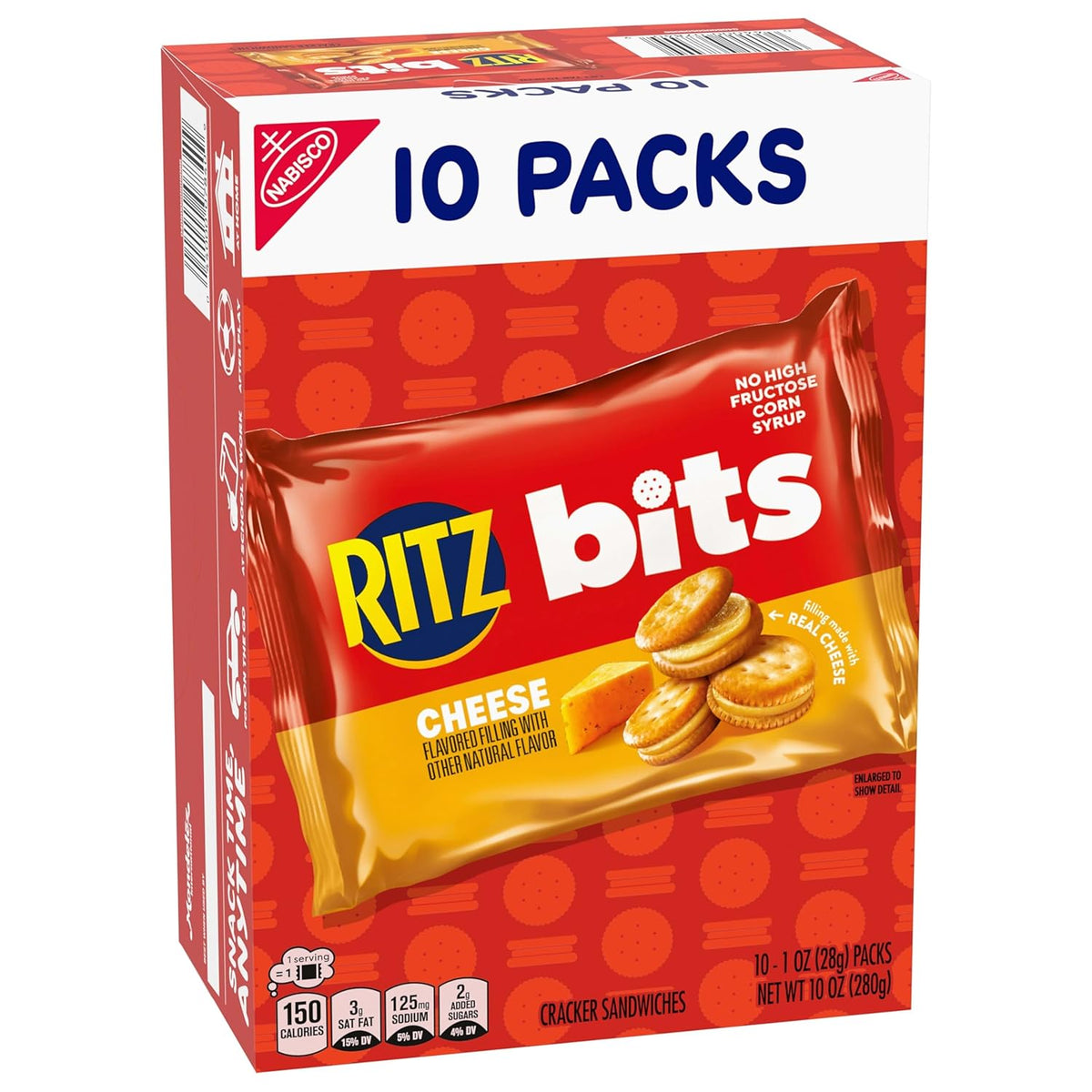 RITZ Bits Cheese Cracker Sandwiches – Kid-Approved Lunchbox Filler, Bulk 1-oz Snack Packs