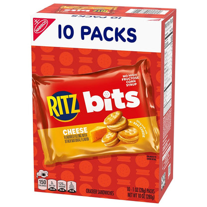 RITZ Bits Cheese Sandwich Crackers – Travel Snack Packs for Road Trips, Commuter Bags and Airport Layovers