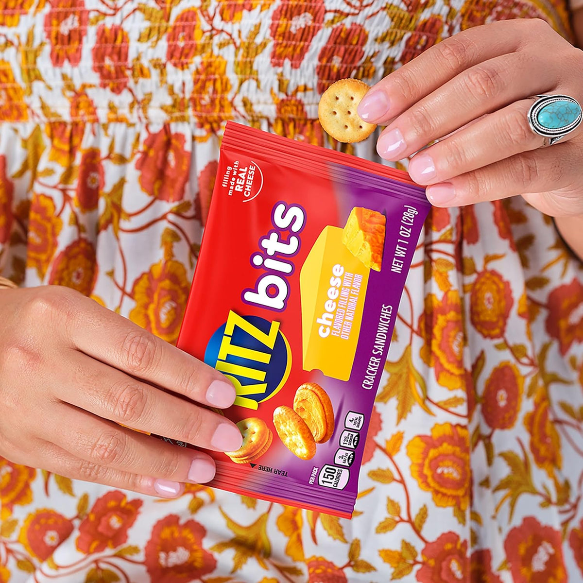 RITZ Bits Cheese Sandwich Crackers – Travel Snack Packs for Road Trips, Commuter Bags and Airport Layovers